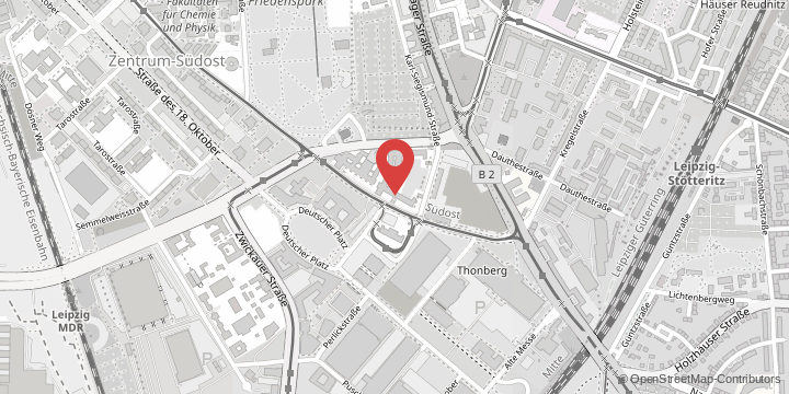 die Karte zeigt folgenden Standort: Institut für Allgemeinmedizin, Philipp-Rosenthal-Straße 55, 04103 Leipzig