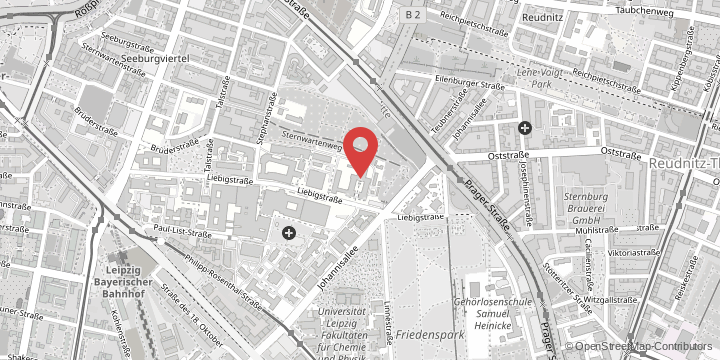 the map shows the following location: Carl-Ludwig-Institut für Physiologie - Abteilung 1, Liebigstraße 27, 04103 Leipzig