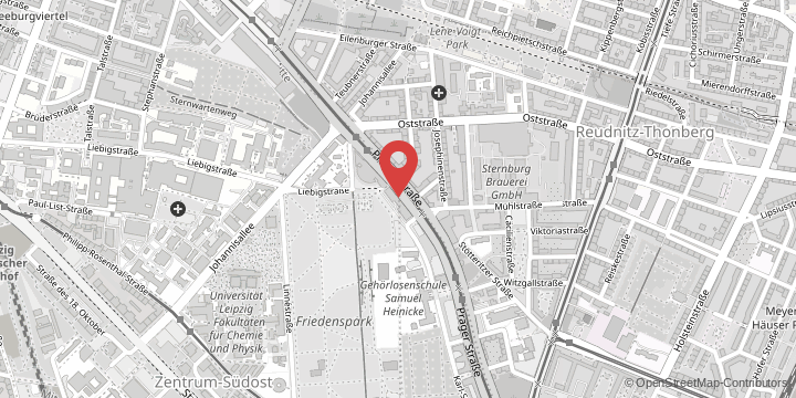 the map shows the following location: Centre for Teacher Training and School Research, Prager Straße 38-40, 04317 Leipzig